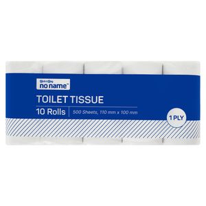 No Name 1 Ply Toilet Tissue 10 Pack